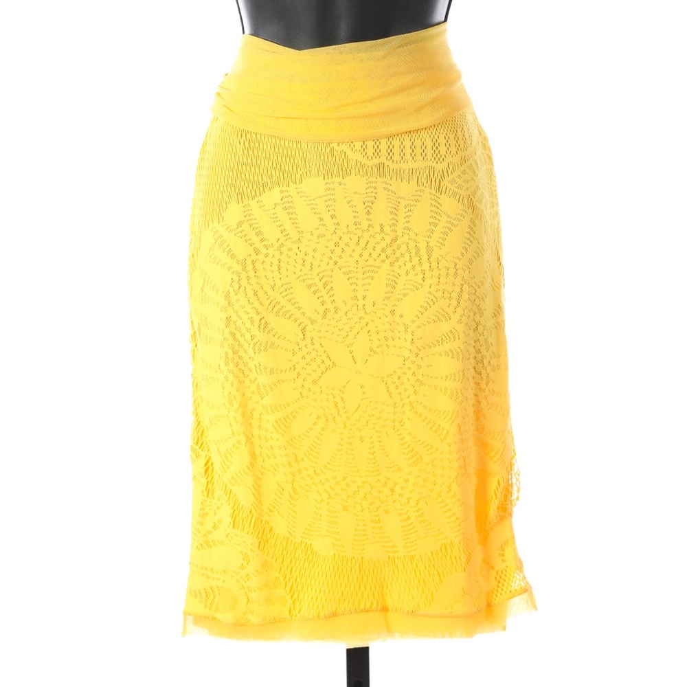 Jean Paul Gaultier Yellow Mesh Knee-Length Skirt NWT (Part of Set)